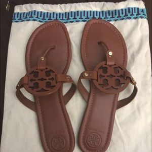 Tory Burch “Miller” sandal;  vachetta leather